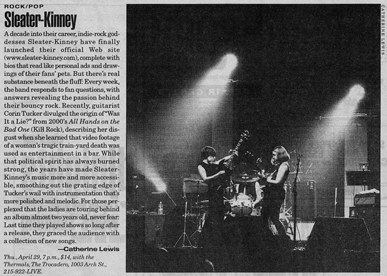 philadelphia citypaper sleater kinney